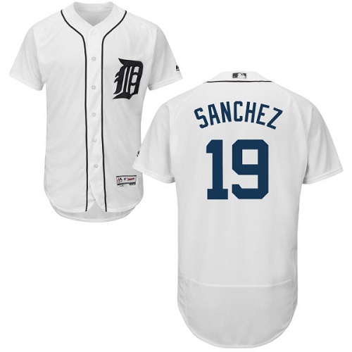 Tigers #19 Anibal Sanchez White Flexbase Authentic Collection Stitched MLB Jersey - Click Image to Close